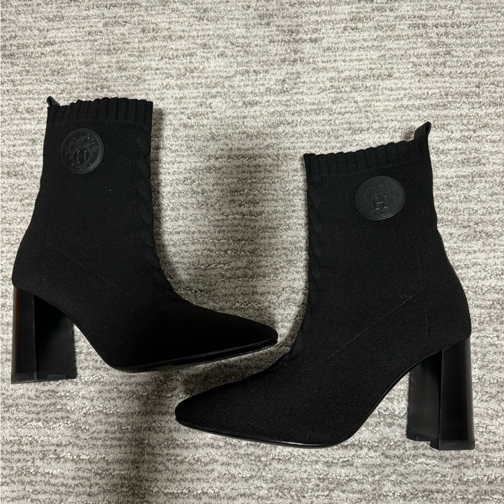 Hermes Black Heeled Boots with Block Heel